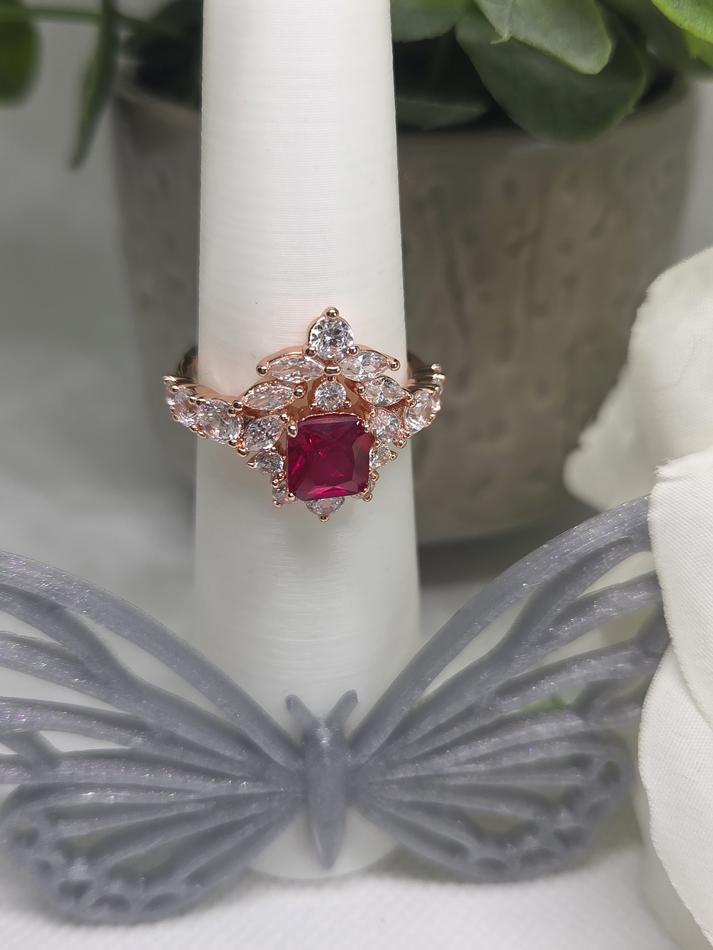 BP Ruby CZ And Accent Stones On Rose Gold Plating